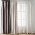 Modern Curtains in Brown Beige White with Sheer Layers for Window Natural Light