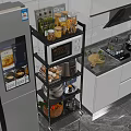 Modern Black Metal Bathroom Cabinet Rack With Storage Shelves For Toiletries And Towels