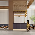Modern Hotel Lobby Interior Design With Reception Desk Sofa Area And Green Plants