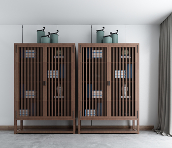 New Chinese-style Bookcase Decorative Cabinet 3d model