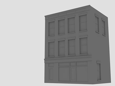 Gray Multi Story Architectural Building Model With Windows And Ground Floor Storefront 3d model