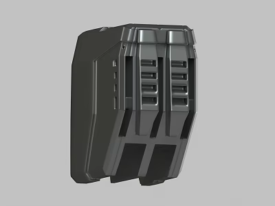 Black Electronic Device With Vertical Slots Rugged Structure And Industrial Design On Gray Background 3d model