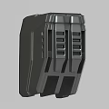 Black Electronic Device With Vertical Slots Rugged Structure And Industrial Design On Gray Background