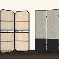 Middle Ancient Style Partition Screen Folding Screen Rattan Hollow Screen 3d model