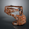 Vintage Brown Leather Bag with Multiple Straps and Metal Buckles Design
