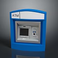 Blue ATM Machine With Digital Display And Keypad For Banking Services 3d model