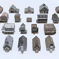 Various Styles Detached House Miniature Models With Different Roof And Window Designs