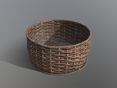 Handcrafted Round Woven Basket With Intricate Weave Pattern And Natural Texture 3d model