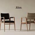 Mikon Modern Chairs With Wooden Frame Black And Beige Cushions Woven Backrest