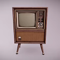 Vintage Television With Wooden Case Woven Panel Retro Design And Stand Legs