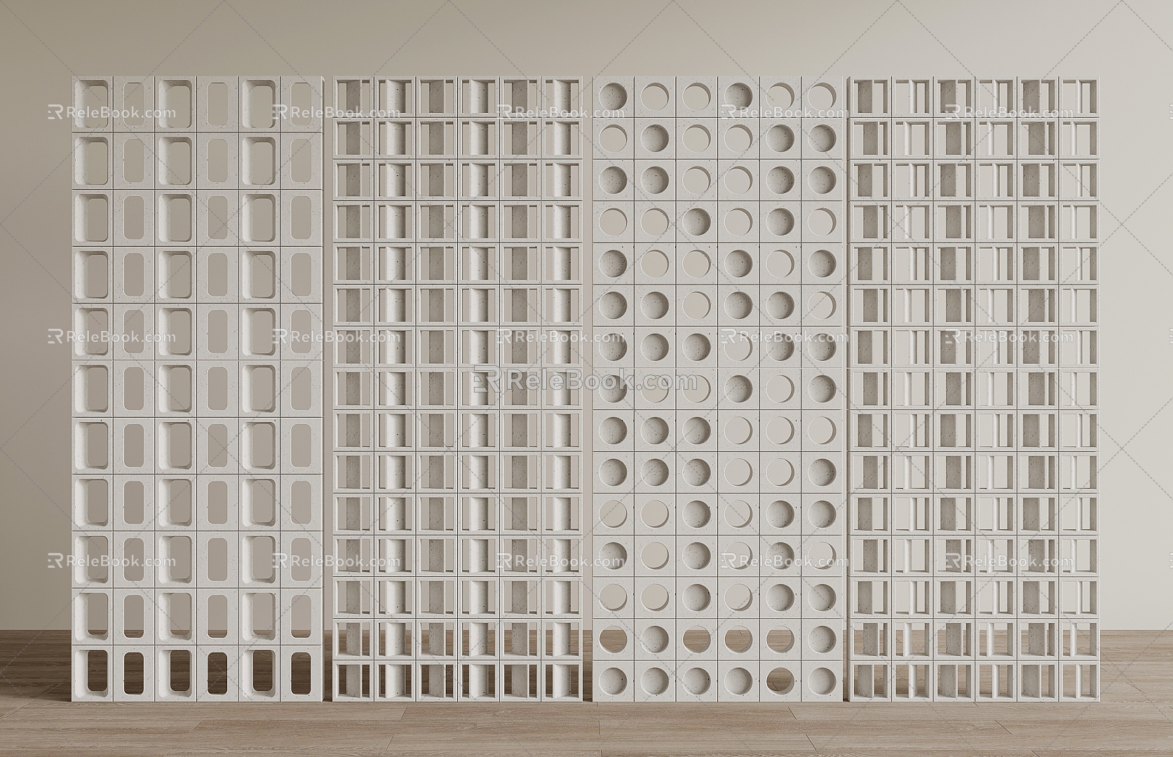 Cement hollow brick partition 3d model