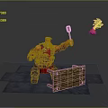 Viking Warrior With Beard Tossing Fireball At Flying Creature 3d model