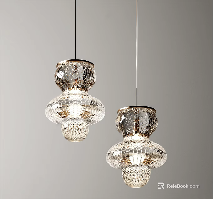 Modern Glass Pendant Lights With Layered Design And Elegant Hanging Style 3d model 