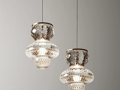 Modern Glass Pendant Lights With Layered Design And Elegant Hanging Style 3d model