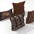 Elegant Decorative Throw Pillows With Floral Patterns And Vintage Stripe Designs 3d model