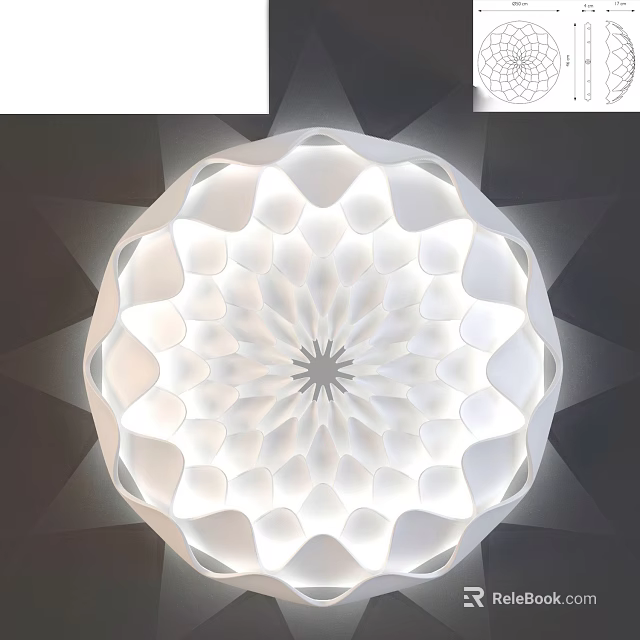 Elegant Modern White Petal Shaped Round Ceiling Light With Decorative Design 3d model