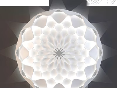 Elegant Modern White Petal Shaped Round Ceiling Light With Decorative Design 3d model