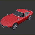 Glossy Red Sports Car With Vintage Design Sleek Body Rounded Front And Silver Wheels