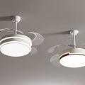 Modern Ceiling Lights With Transparent Blades And White Lampshades On Gray Ceiling