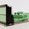 Green Industrial Generator Equipment With Black Panel And Control Unit 3d model