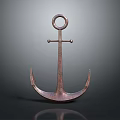 Vintage Copper Anchor Decorative Object On Dark Background With Shiny Reflection 3d model