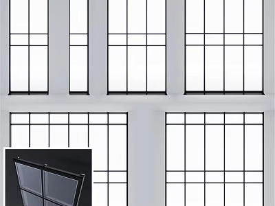 Modern Casement Windows With Sleek Black Frames And Clear Glass Panels For Building Facades 3d model
