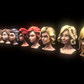 Women Portraits With Different Hairstyles And Hair Colors Arranged In Row