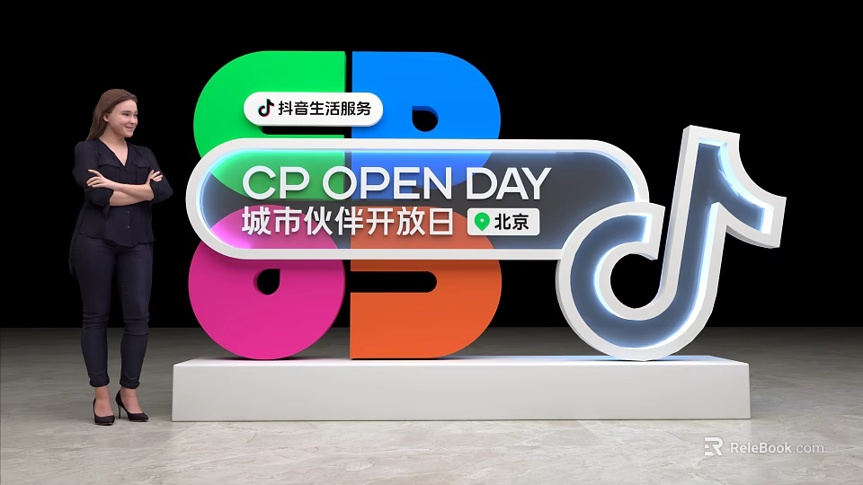 Colorful 3D Letters For Douyin Life Services CP OPEN DAY Beijing Featuring Music Note Logo 3d model 