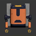 Colorful Robot Design Featuring Orange Blue Body Green Eyes And Yellow Mechanical Arms With Tracks
