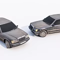 Two Old Dust Covered Classic Cars on White Background 3d model