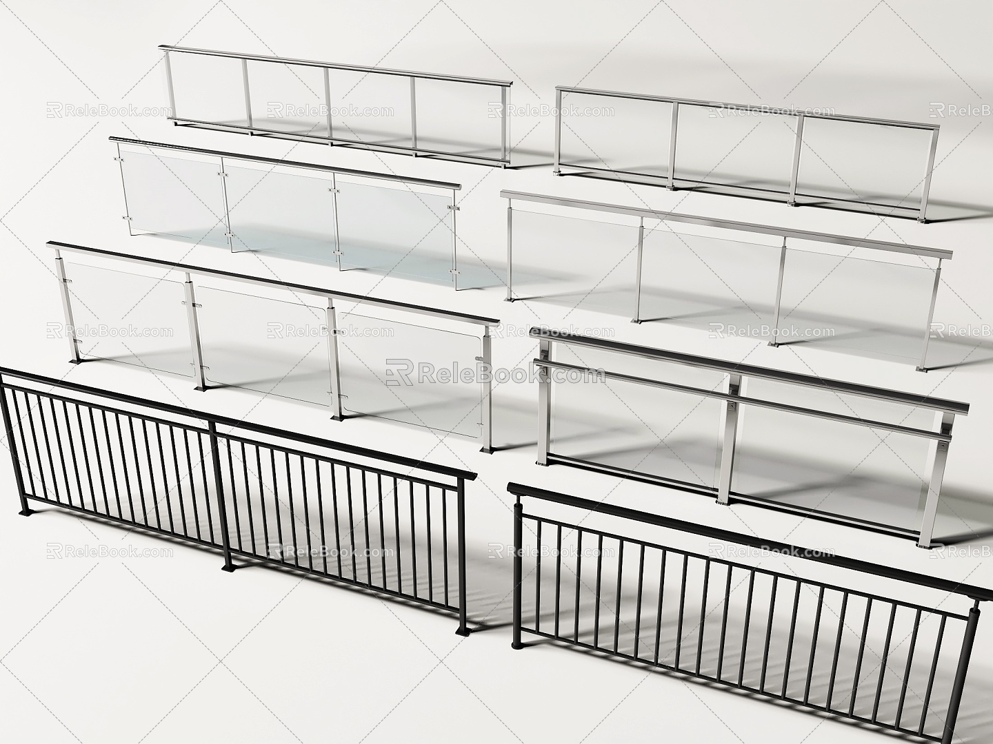 Modern Railing Glass Railing Guardrail Glass Guardrail Balcony Guardrail Fence Balcony Railing 3d model