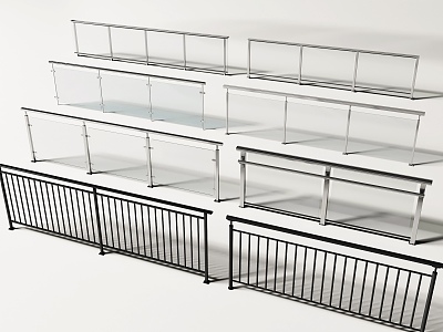 Modern Railing Glass Railing Guardrail Glass Guardrail Balcony Guardrail Fence Balcony Railing 3d model