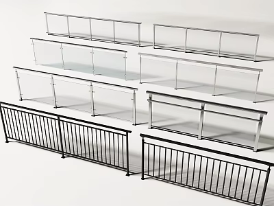 Modern Railing Glass Railing Guardrail Glass Guardrail Balcony Guardrail Fence Balcony Railing 3d model