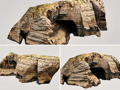 Natural Stone Wood Layered Rock Structure With Cave Like Texture Design 3d model