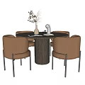 Modern Dining Table and Chair Combination Round Dining Table and Chair Combination 3d model