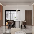 Modern Living Dining Room Interior With Beige Sofa Round Coffee Table And Large Window