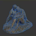 Household Decorative Sculpture With Two Embracing Figures And Textured Stone Base