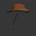 Brown Leather Cowboy Hat With Adjustable Chin Strap For Daily Wear