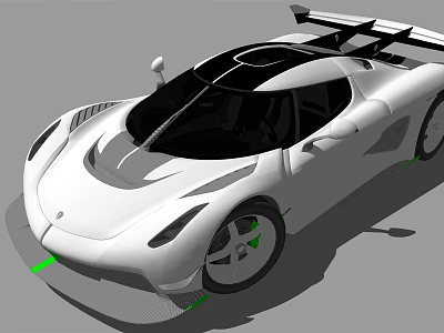 Modern White Supercar With Sleek Aerodynamic Design Black Roof Rear Spoiler And Alloy Wheels 3d model