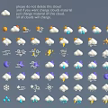 Various Weather Icons Including Clouds Sun Rain Snow Lightning And Moon Design Elements 3d model