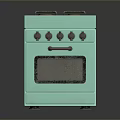 Light Green Kitchen Gas Stove With Four Burners Oven And Control Knobs