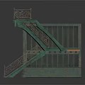 Architectural Staircase Design With Wrought Iron Railing And Wooden Steps Structure