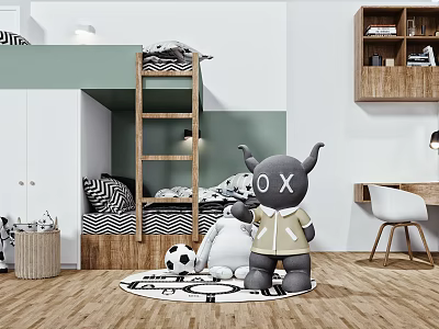 Modern Children's Room Children's Bed Cabinet 3d model