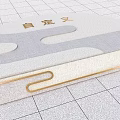 Municipal Road Design With Black Pavement White Sidewalk Square Bollards And Green Grass Area