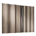 Modern Wooden Feature Wall Design With Vertical Stone Accent Strip And Smooth Texture 3d model