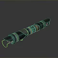Tactical Modern Weapon With Tubular Design Black Metal Surface Green Optical Lens