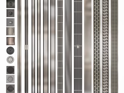 Bathroom Accessories Including Various Stainless Steel Drain Covers With Grid And Round Square Designs 3d model