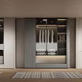 Modern Elegant White Wardrobe With Arched Glass Doors Interior Lighting Hanging Space And Shelves