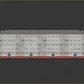 3D Rendered Apartment Building Model With White Exterior Red Base Gray Roof And Multiple Windows