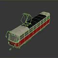 Vintage Red And White Electric Train With Pantograph On Roof Number 27